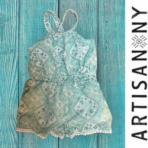 Artisan NY Boho Turquoise Romper, Size 12-18‎ M, MSRP $35